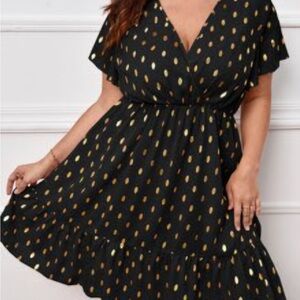 Shein Black and Gold Women's Dress 2XL